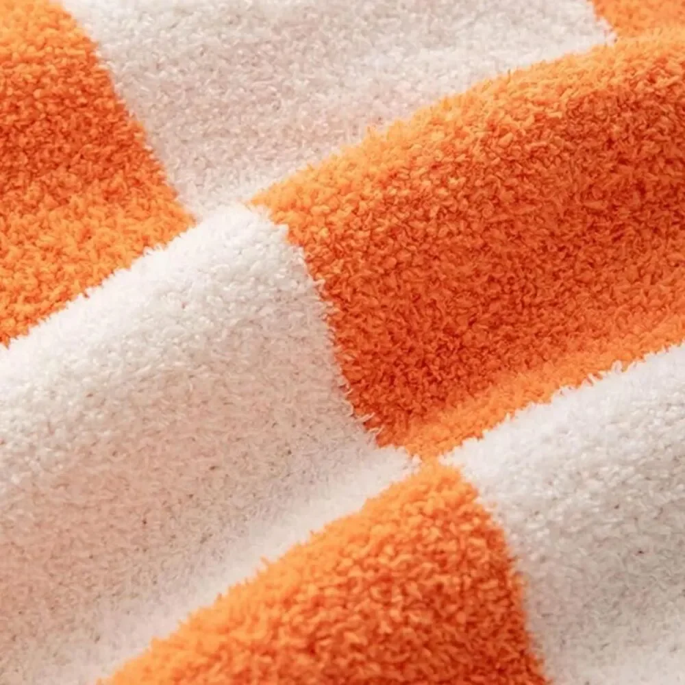 2 orange and white checkered throw pillow covers 18x18